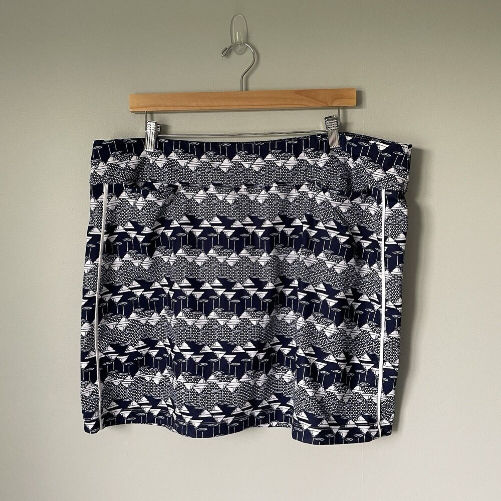Coral Bay Golf Skort Skirt Athletic Performance Martini Glass Blue White Size XL